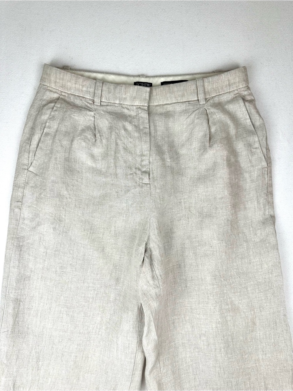 J Crew Linen Essential Wide Leg Pant Trouser Office Neutral Office Career - Picture 3 of 12